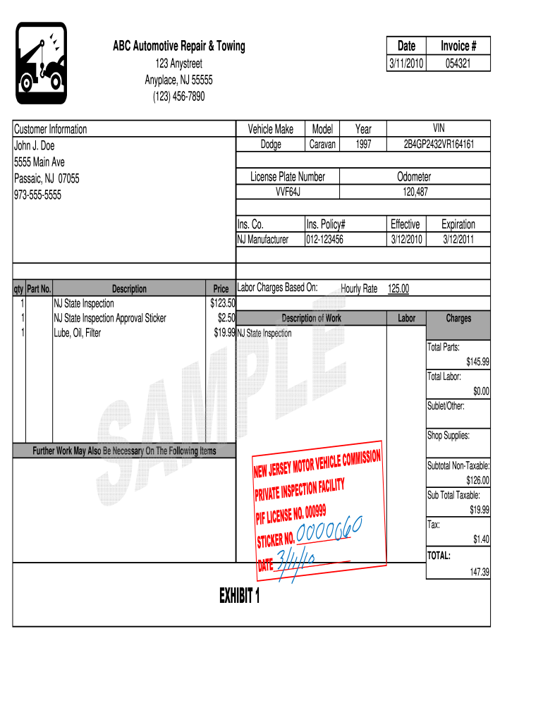 Tow Truck Receipt  Form