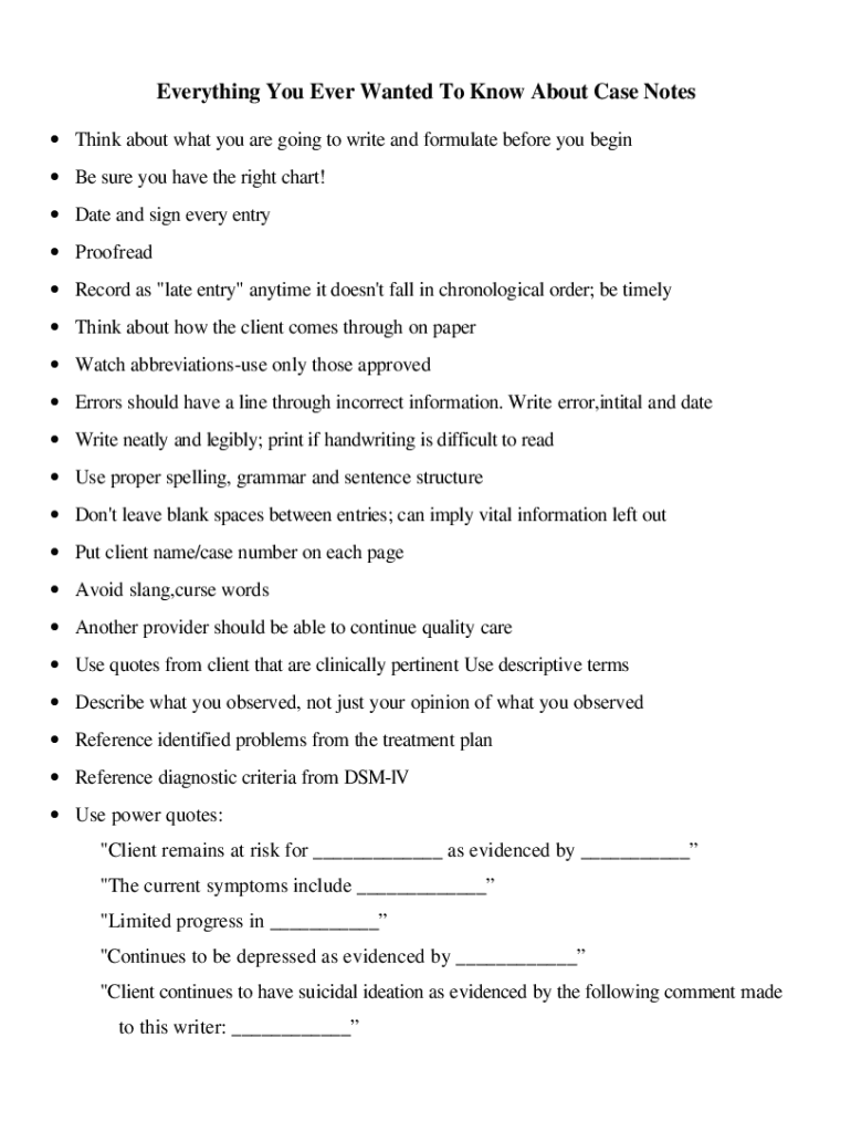 Case Note Format