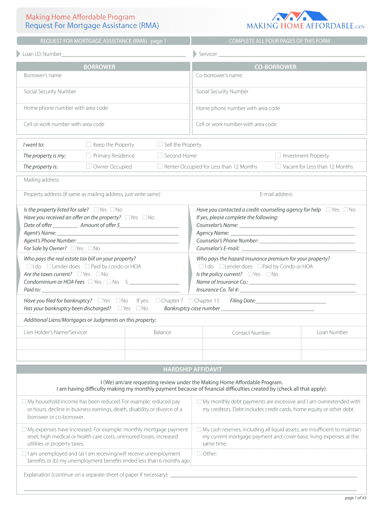Request Mortgage Assistance  Form