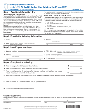 IL 4852 Revenue State Il  Form