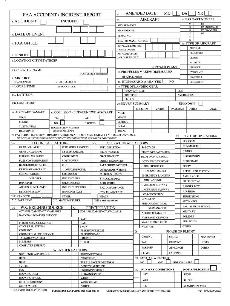  Faa Form 8020 23 1999