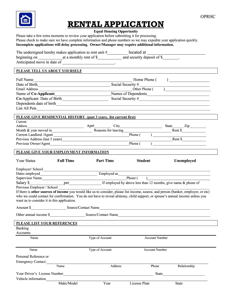  Printable Rental Application Form 2008-2024
