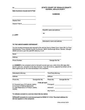 Dekalb County Summons  Form