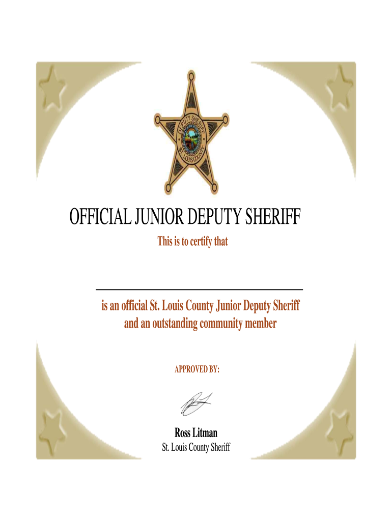 Junior Deputy Certificate Pub St Louis County Stlouiscountymn  Form