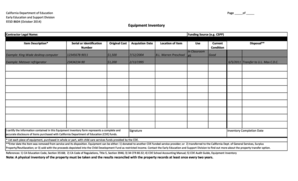 Equipment Inventory Form Child Development CA Dept of Education Equipment Inventory Form for Complete and Accurate Disclosure of