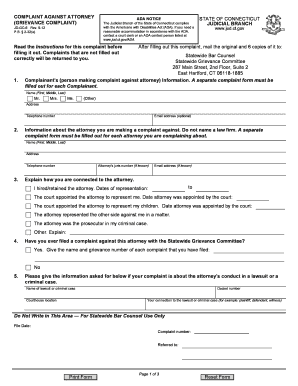 Complaint Attorney Complainant  Form