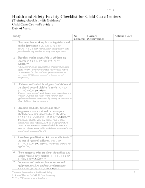 Safety Checklist Child Care  Form