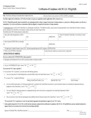  Atf Certificate Compliance  Form 2006