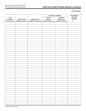 Get and Sign DSS 2855 Adult Care Facility Personal Allowance Summary Health Ny 2014-2022 Form
