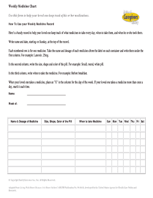 Weekly Medication Chart  Form