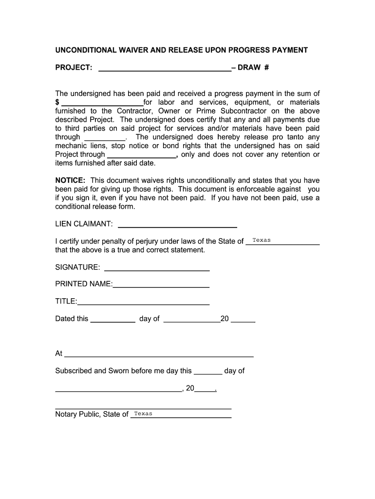 Unconditional Waiver and Release on Final Payment  Form