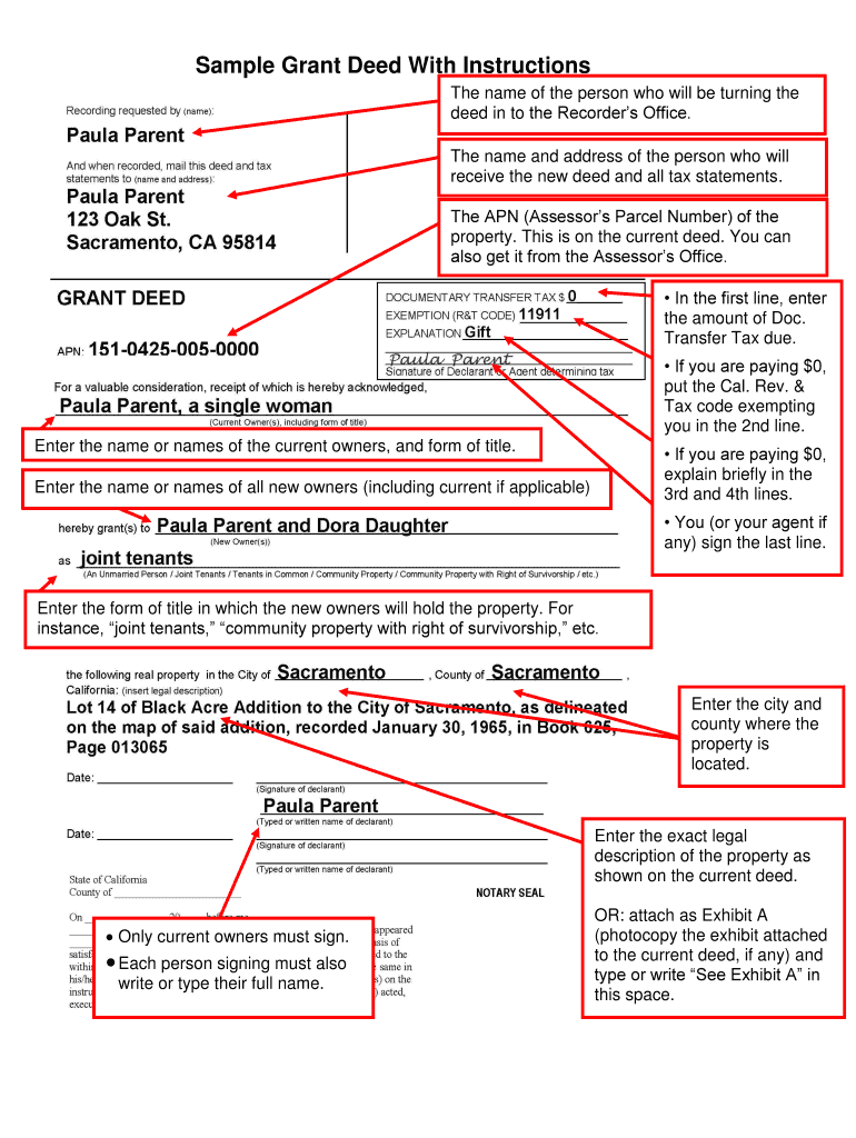 Quitclaim Deed Example Filled Out  Form