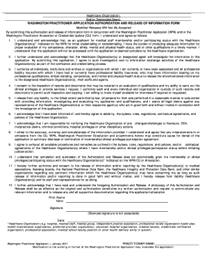 Washington Practitioner Application  Form