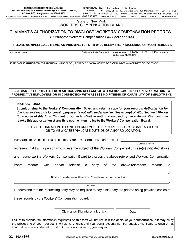  Oc 110a Form Fillable 2007