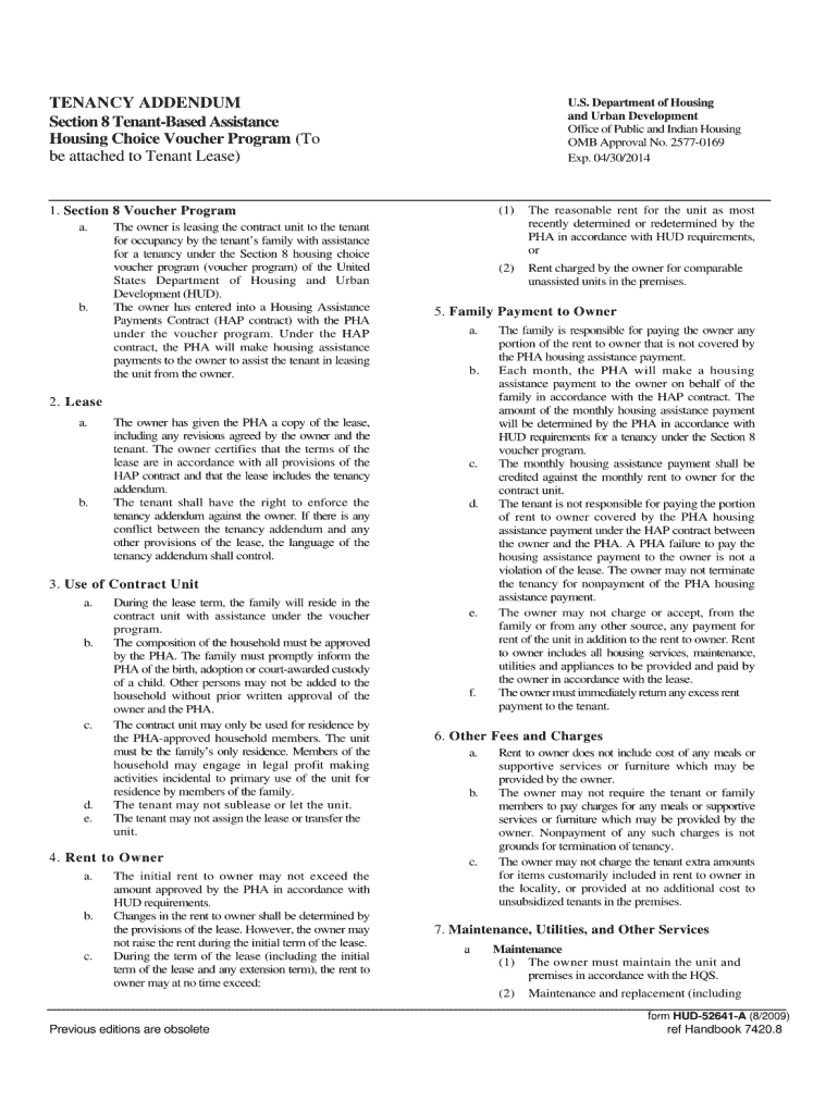 Hud Tenancy Addendum  Form