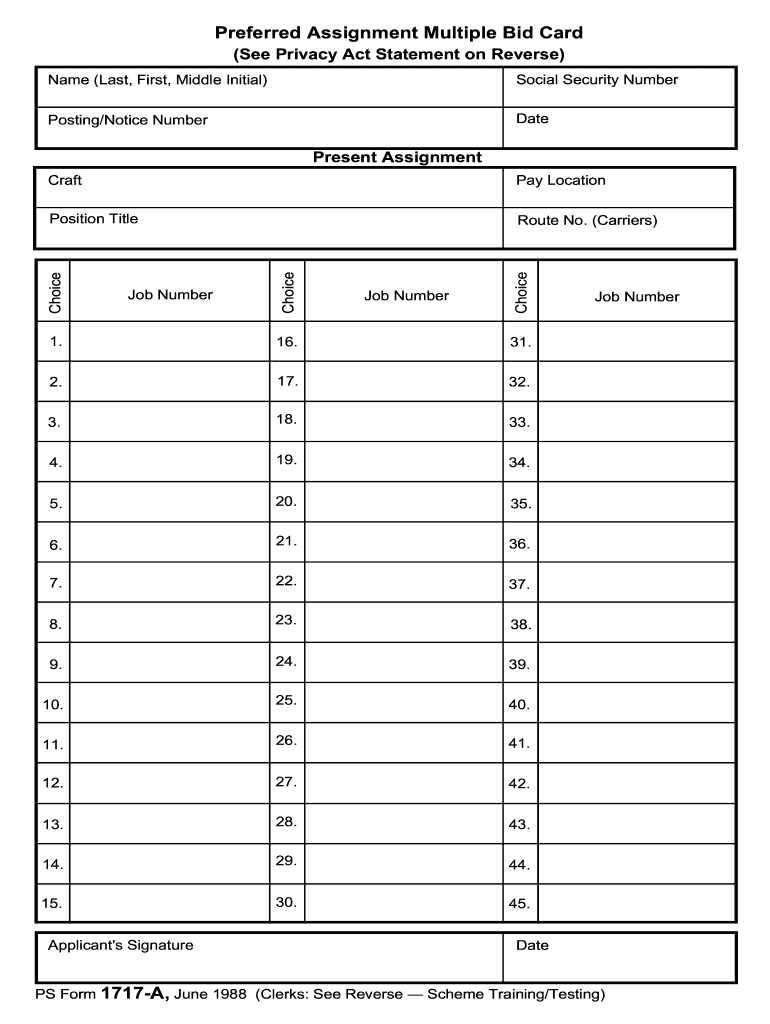  How to Fill Out Ps Form 1717 1988 1988