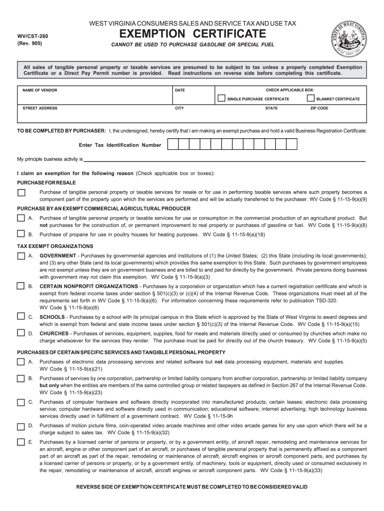  Wv Tax Exempt Form 2005-2024