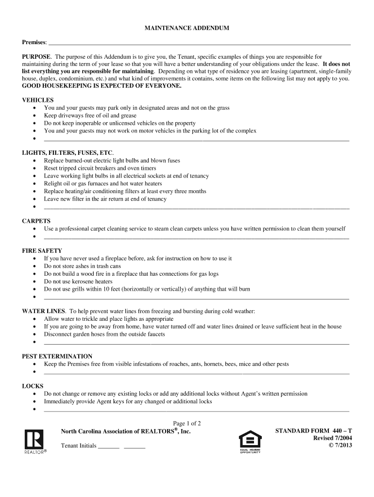  North Carolina Association of Realtors Standard Form 440 T 2013-2024