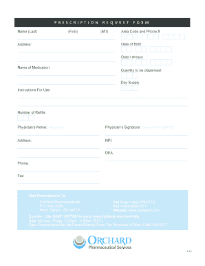 Physician and Orchard Rx Form