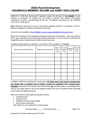 Usda Household Member Disclosure  Form