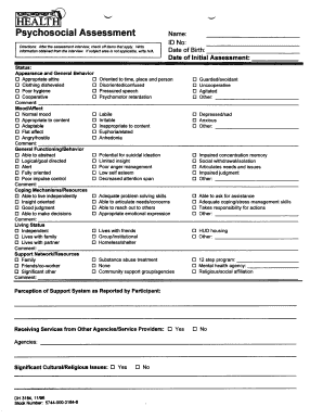 Psychosocial Assessment Template  Form