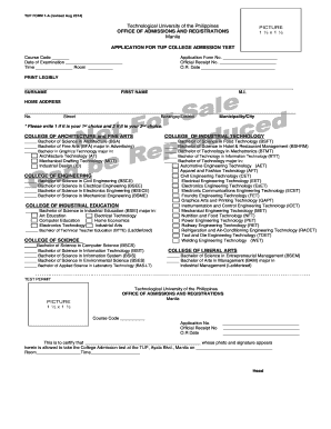 Tup Manila Admission Form for Graduate Degree