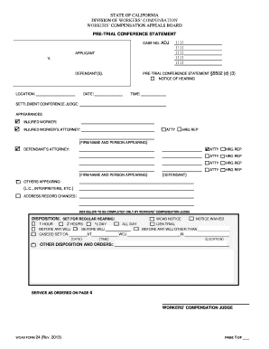 Pre Trial Conference Statement Form