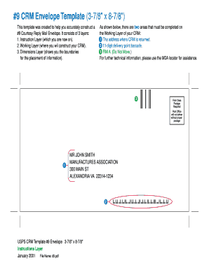#9 CRM Envelope Template 3 78 &quot; X 8 78 &quot; Pe Usps  Form