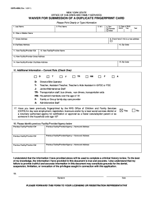 Ocfs Fingerprint Waiver  Form