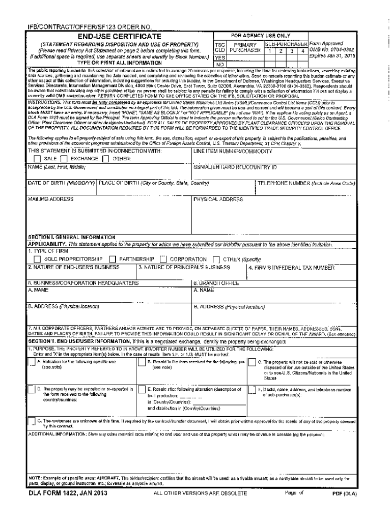 Dla Form 1822