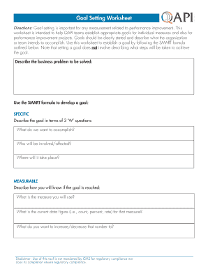 Qapi Goal Setting Worksheet  Form