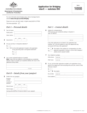 1008 Application for Bridging Visa E Subclass 050  Form