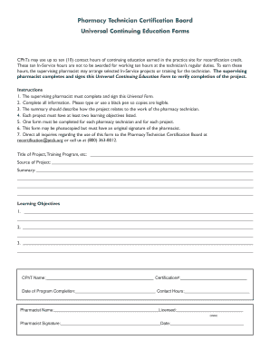 Universal Continuing Education Form