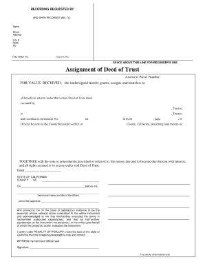 Assignment of Deed of Trust  Form