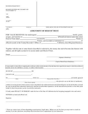 Assignment of Deed of Trust  Form