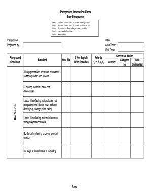 Playground Inspection Checklist  Form