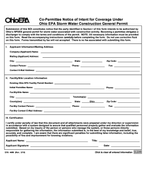 Ohio Epa Co Permittee Form