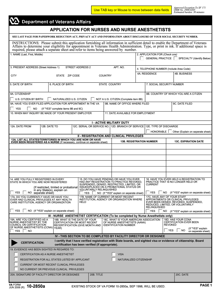  Va Form 1028a 2016