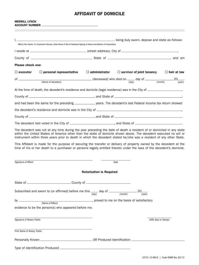  Affidavit of Domicile 2013-2024