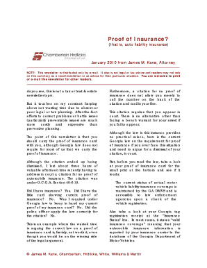 Fillable Proof of Insurance  Form