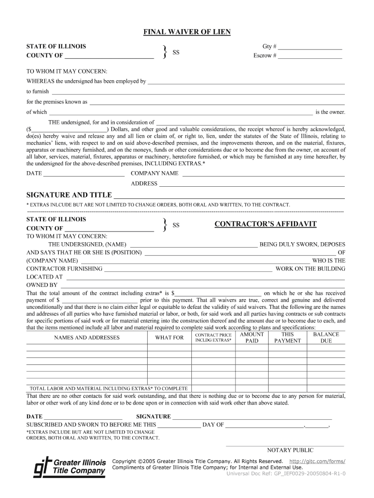 Final Lien Waiver  Form