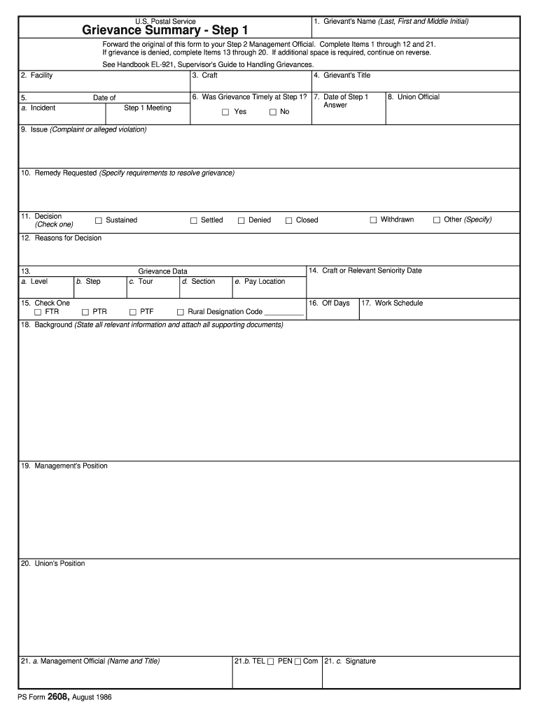 2608 Usps Form