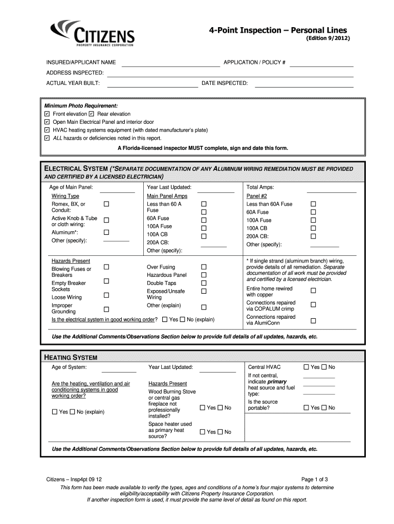  4 Point Inspection Form 2012