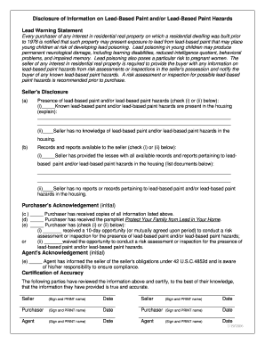 Fha Lead Based Paint Disclosure  Form