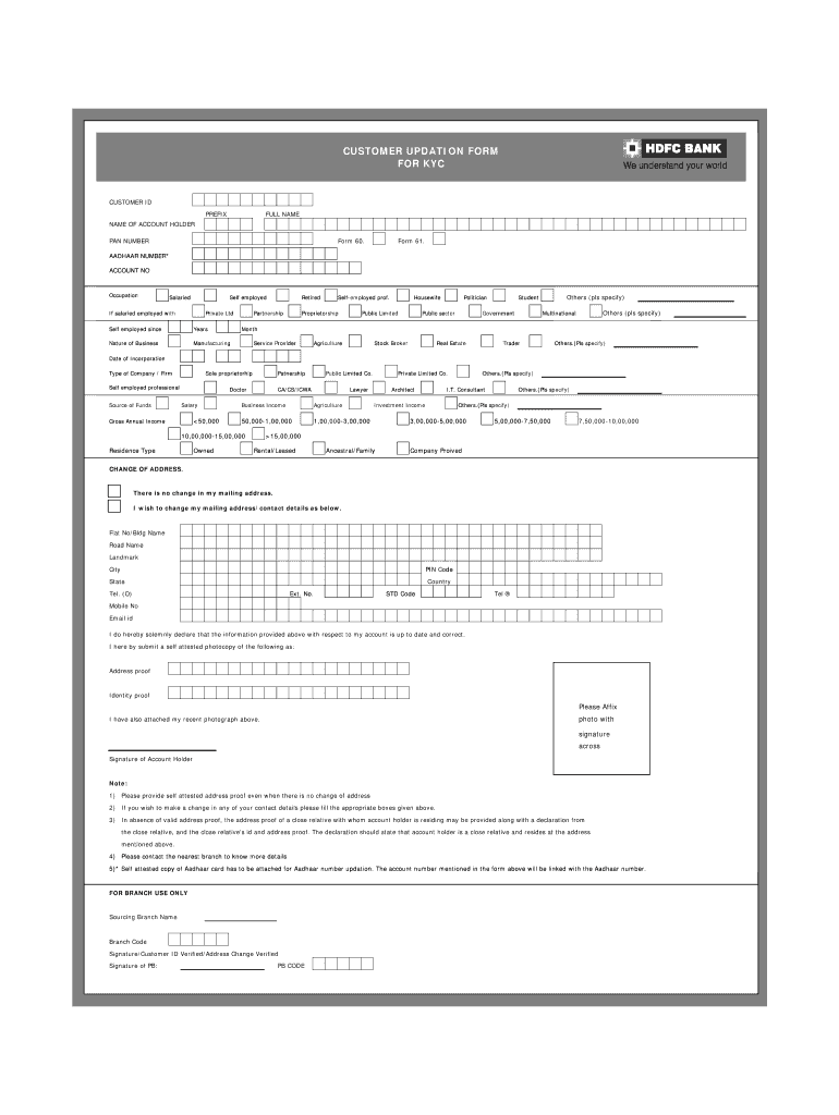 Online Kyc Hdfc Bank  Form