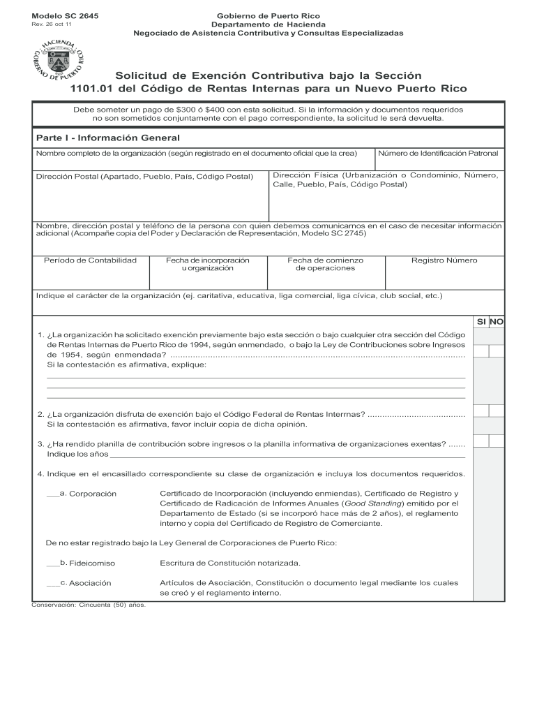  Sc 2645  Form 2011