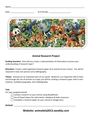 6th Grade Animal Research Paper Weebly  Form