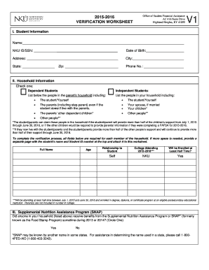 Nku Financial Aid Office  Form