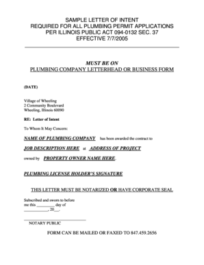 Letter of Intent to Join Insurance Network  Form
