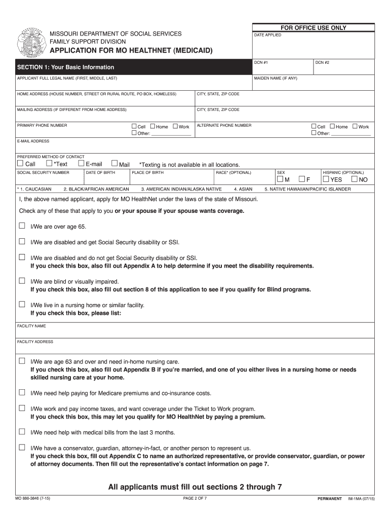  Missouri Healthnet Application 2015-2024